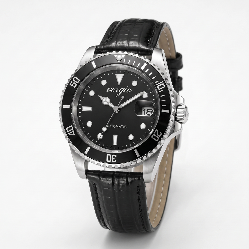 Reloj con correa de piel negra