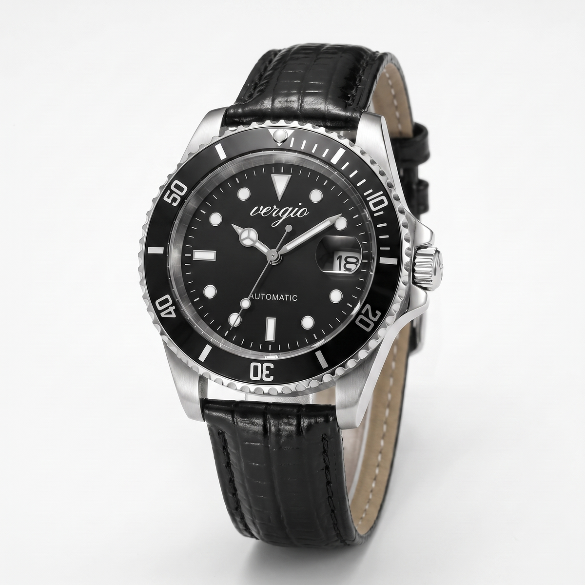 Reloj con correa de piel negra