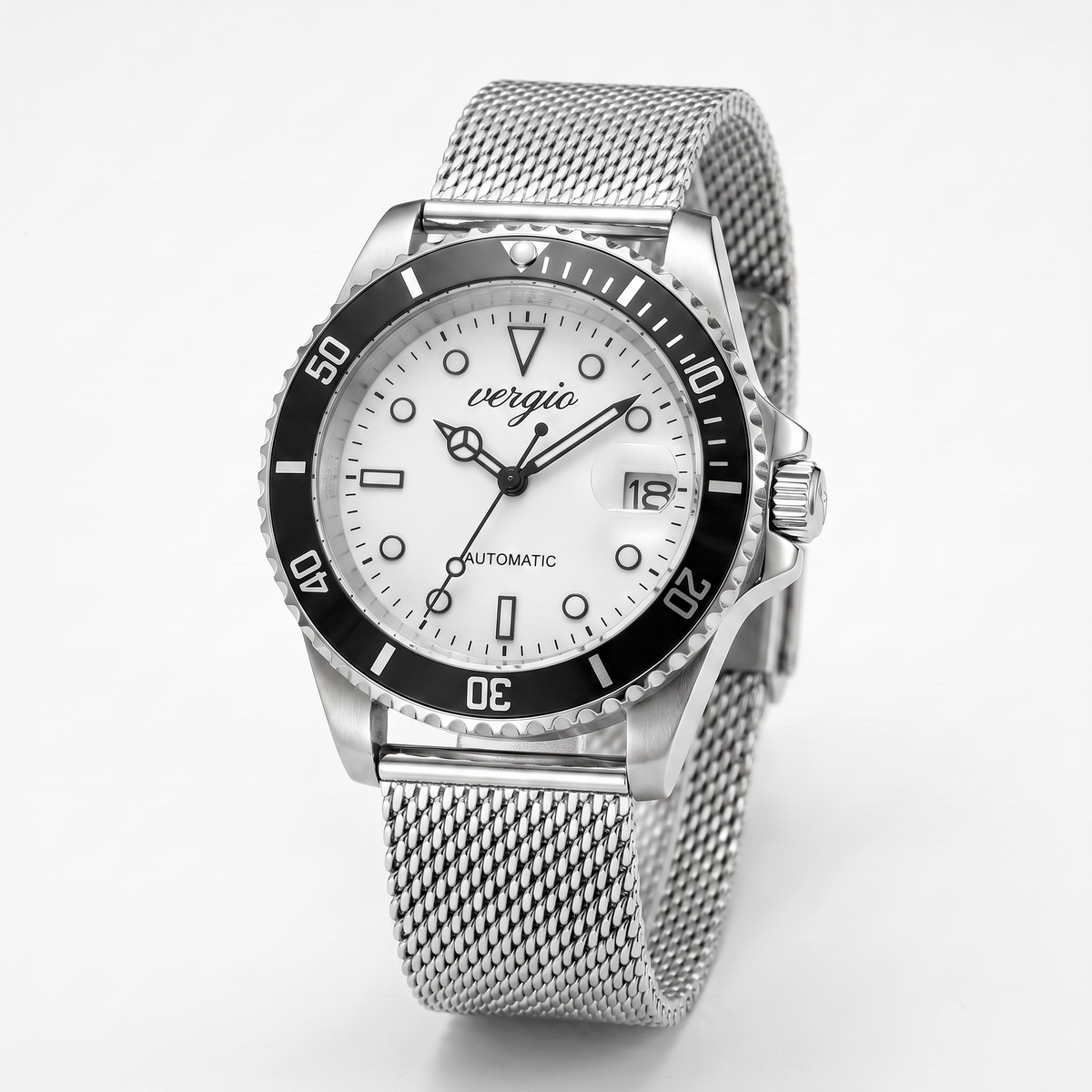 Pack Reloj + 2 correas - esfera blanca con malla milanesa