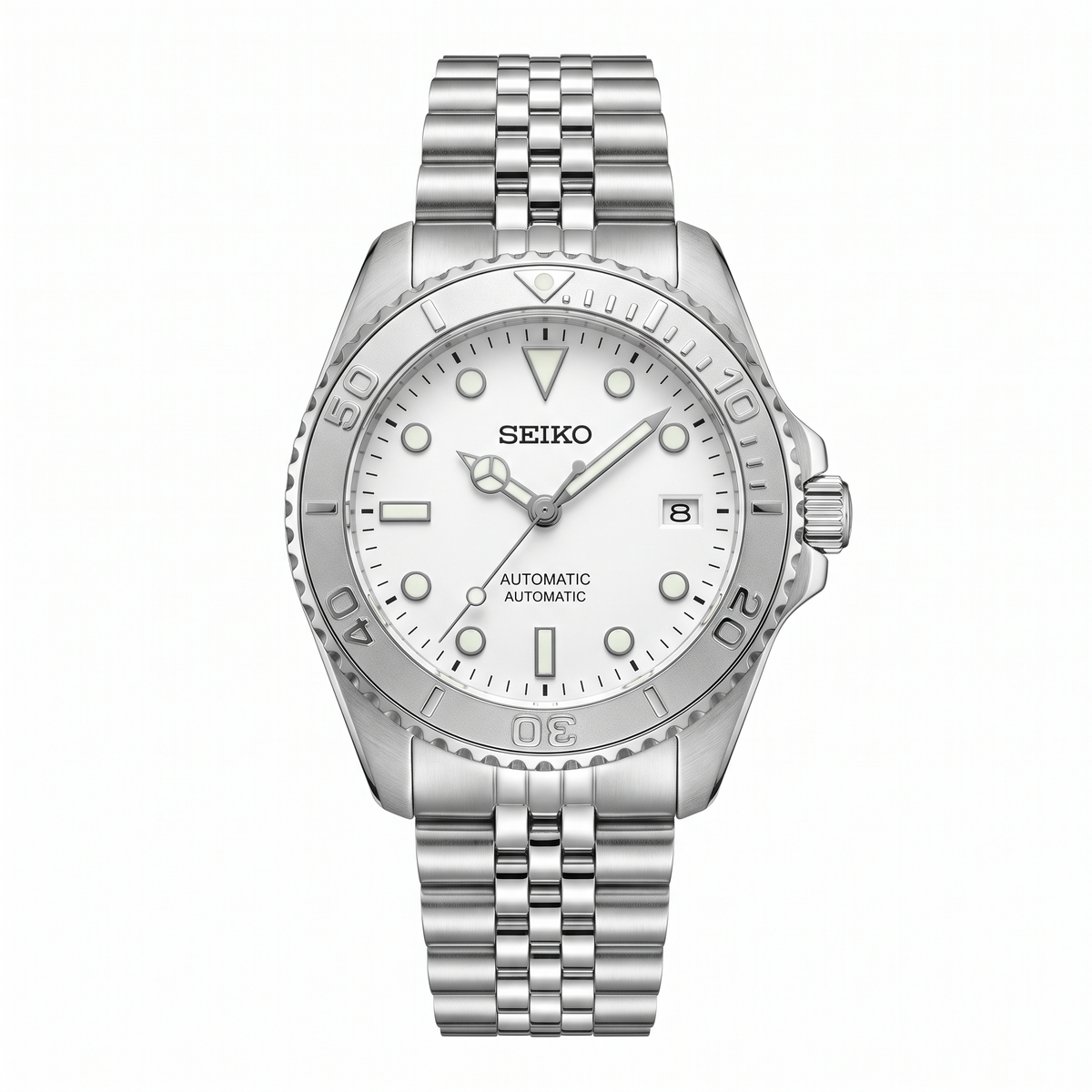 Reloj esfera blanca con correa de acero jubilee